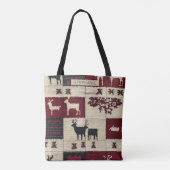 Rustikales Cross-Stitch Patchwork | Folk Holiday M Tasche (Rückseite)