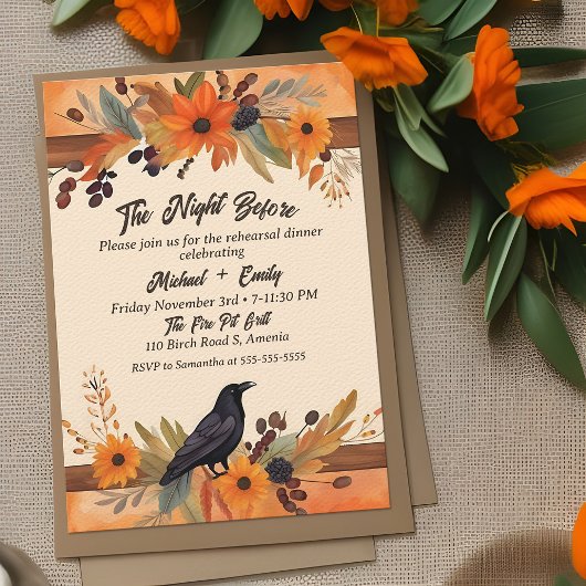 Rustikales Crow Fall Boho Probe Abendessen Einladung