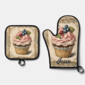 Rustikales Cupcake Baker Koch Backen Ofenhandschuh & Topflappen-Set (Vorderseite)
