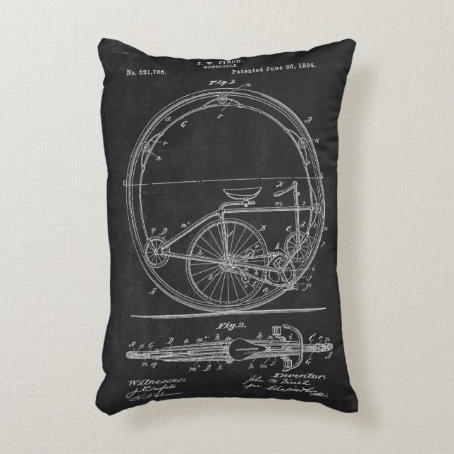 Rustikales Cushions Blueprint Bicycle Patent Zierkissen (Vorderseite(Vertikal))