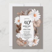 Rustikales Daisy 40. Geburtstags-Party Einladung (Vorderseite)