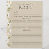 Rustikales Daisy Brautparty Recipe Binder Page (Vorderseite)