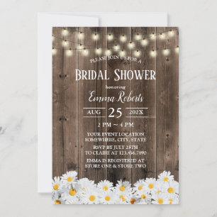 Rustikales Daisy Floral Barn Wood Brautparty Einladung