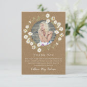 Rustikales Daisy Foto Beileid Beerdigung Gedenkstä Dankeskarte (Stehend Vorderseite)