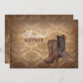 Rustikales Damast Cowboy Western Brautparty Einladung (Vorne/Hinten)