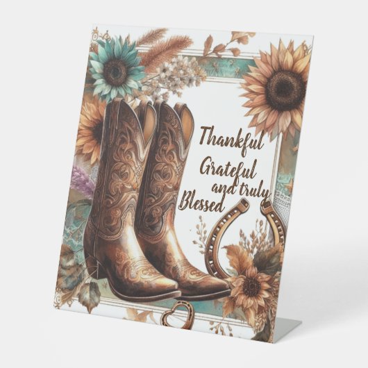 Rustikales Dankbares Dankbares Pedestzeichen Sockelschild (Vorderseite)