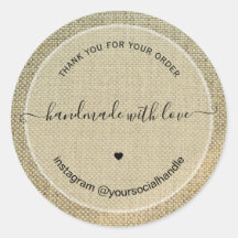 Rustikales Danke handgemacht mit Liebe beiger Lein