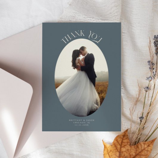 Rustikales Dankeschön an Oval Frame Slate Wedding  Dankeskarte