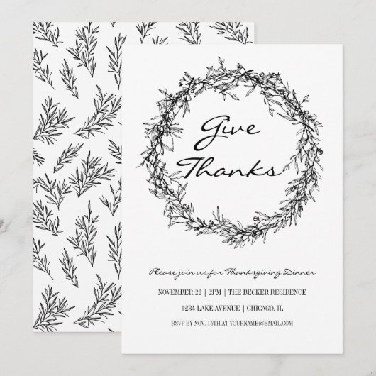 Rustikales Dankeschön Erntedank Dinner Einladung (Vorne/Hinten)