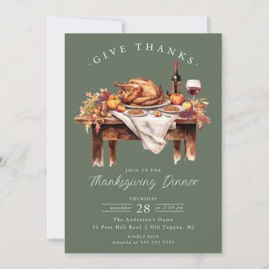 Rustikales Dankeschön Erntedank Dinner Einladung (Vorderseite)