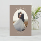 Rustikales Dankeschön Oval Frame Brown Wedding Fot Dankeskarte (Stehend Vorderseite)