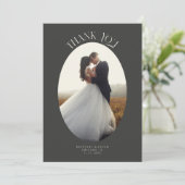 Rustikales Dankeschön Oval Frame Holzkohle Hochzei Dankeskarte (Stehend Vorderseite)