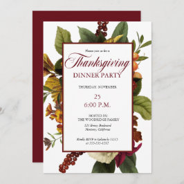 Rustikales Dark Floral Bouquet Erntedank Dinner Einladung