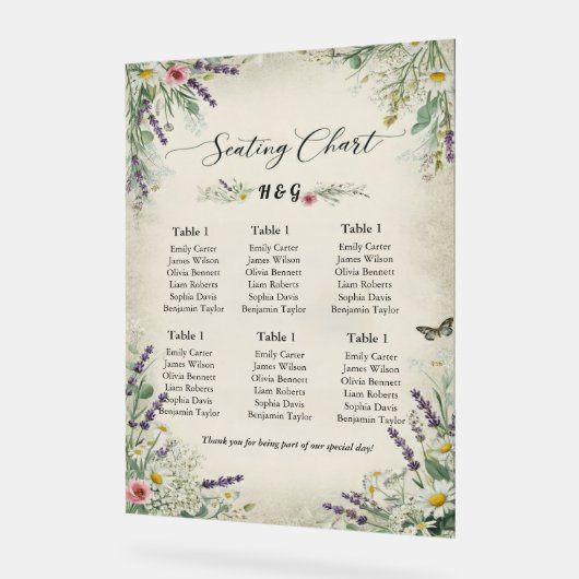 Rustikales Deckblatt für Hochzeitssitze Acrylschild (Winkel)