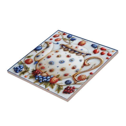 Rustikales Dekor Bauernhof Vintag Teapot Fliese (Seite)