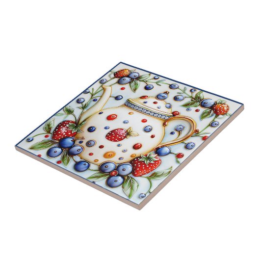 Rustikales Dekor Bauernhof Vintag Teapot Fliese (Seite)