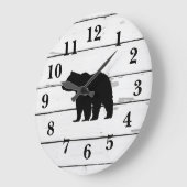 Rustikales Dekor der Silhouette Bärenschwarz Große Wanduhr (Winkel)