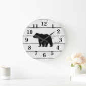 Rustikales Dekor der Silhouette Bärenschwarz Große Wanduhr (Zuhause)