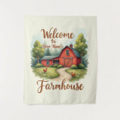 Rustikales Dekor des Red Barn Farmhouse Wandteppich (Vorderseite)