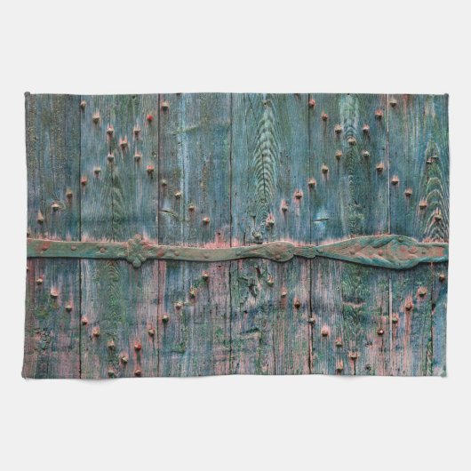 Rustikales dekoratives Holztor Geschirrtuch (Horizontal)