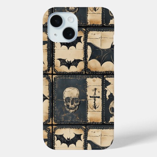 Rustikales Denim Halloween Patchwork-Muster Case-Mate iPhone Hülle (Rückseite)