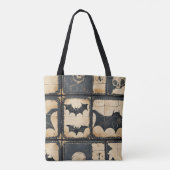 Rustikales Denim Halloween Patchwork-Muster Tasche (Rückseite)