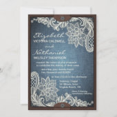 Rustikales Denim Lace & Leather Wedding Einladung (Vorderseite)