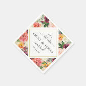 Rustikales Diamant Burgundy Wedding Monogram Serviette (Ecke)