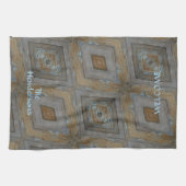 Rustikales Diamantmuster Älteres Holz Braun Blau Geschirrtuch (Horizontal)