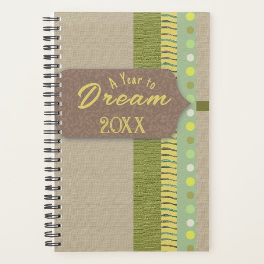 Rustikales digitales Scrapbook Dream Green Tan Bro Planer (Vorderseite)