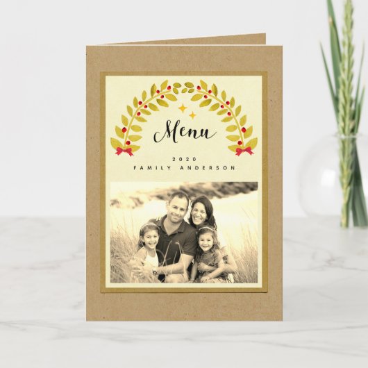 rustikales Dinner Party Template Menü Karte (Vorderseite)