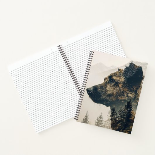 Rustikales Dog Forest Landscape Notebook Notizblock (Innenseite)