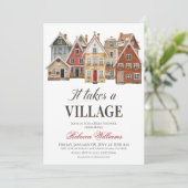 Rustikales Dorf Winter Weihnachtsdusche Einladung (Stehend Vorderseite)