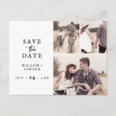 Rustikales Drehbuch 3 FotoCollage Save the Date Einladungspostkarte (Vorderseite)