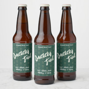 Rustikales Drehbuch "Daddy Fuel" - grüner Muster-H Bierflaschenetikett