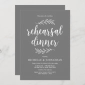 Rustikales Drehbuch, Grau, Hochzeit-Probe-Dinner Einladung (Vorne/Hinten)