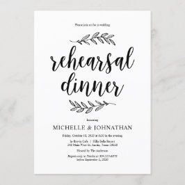 Rustikales Drehbuch, Schwarz, Hochzeit-Probe-Abend Einladung