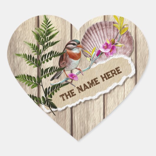 Rustikales Drehpapier Holzölfarbe Persönliche Beze Herz-Aufkleber (Vorderseite)