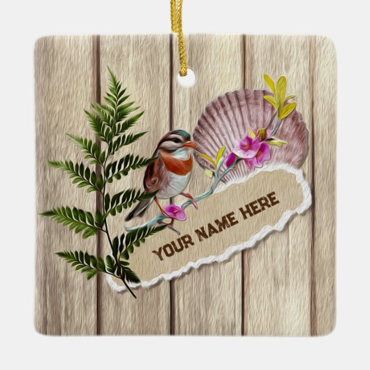 Rustikales Drehpapier Holzölfarbe Persönliche Beze Keramikornament (Vorderseite)