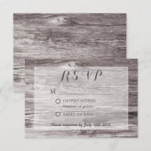 Rustikales Driftwood-Background Wedding RSVP Karte (Vorne/Hinten)