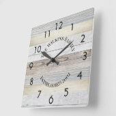 Rustikales Driftwood Personalisiert Square Wall Cl Quadratische Wanduhr (Winkel)