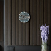 Rustikales Driftwood-Uhrenmonogramm Personalisiert Große Wanduhr