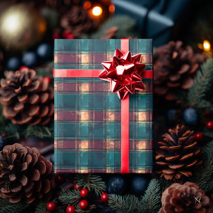 Rustikales Dunkelblau-Rotkariertes Muster – Warme  Geschenkpapier