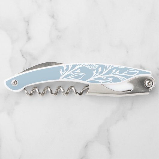 Rustikales, dunkelblaues Korkschnecke Wein Flasche Kellnermesser (Rückseite)