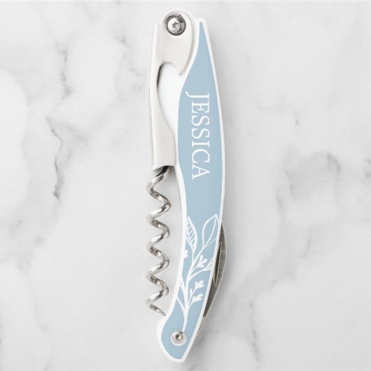 Rustikales, dunkelblaues Korkschnecke Wein Flasche Kellnermesser (Vorderseite)