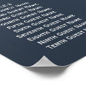 Rustikales, dunkelblaues und weißes Rosenmuster Poster (Ecke)