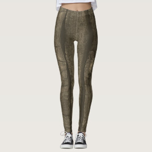 Rustikales dunkelbraunes Gold-Sepia altes Holz Leggings