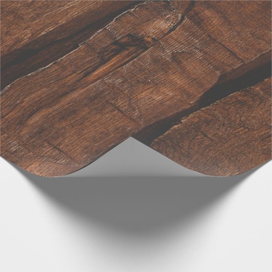 Rustikales dunkelbraunes Holz Geschenkpapier (Ecke)