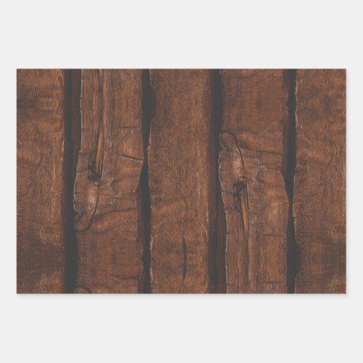 Rustikales dunkelbraunes Holz Geschenkpapier Set (Vorderseite 2)