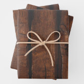 Rustikales dunkelbraunes Holz Geschenkpapier Set (Beispiel)